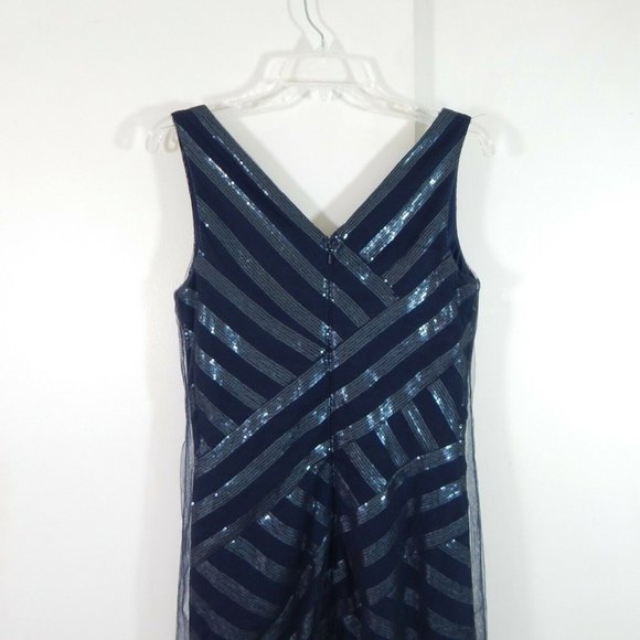 TADASHI SHOJI stunning shift sheath cocktail sequins tulle party evening blue 8 - Picture 5 of 8